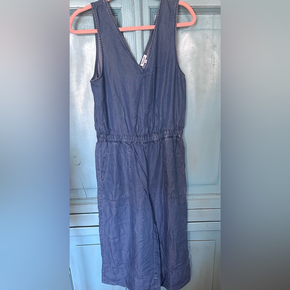 Splendid Blue Denim Sleeveless Pantsuit Jumper